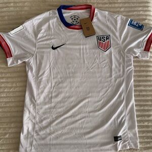 Nike White USA Soccer Jersey with Red & Blue Trim(world cup)